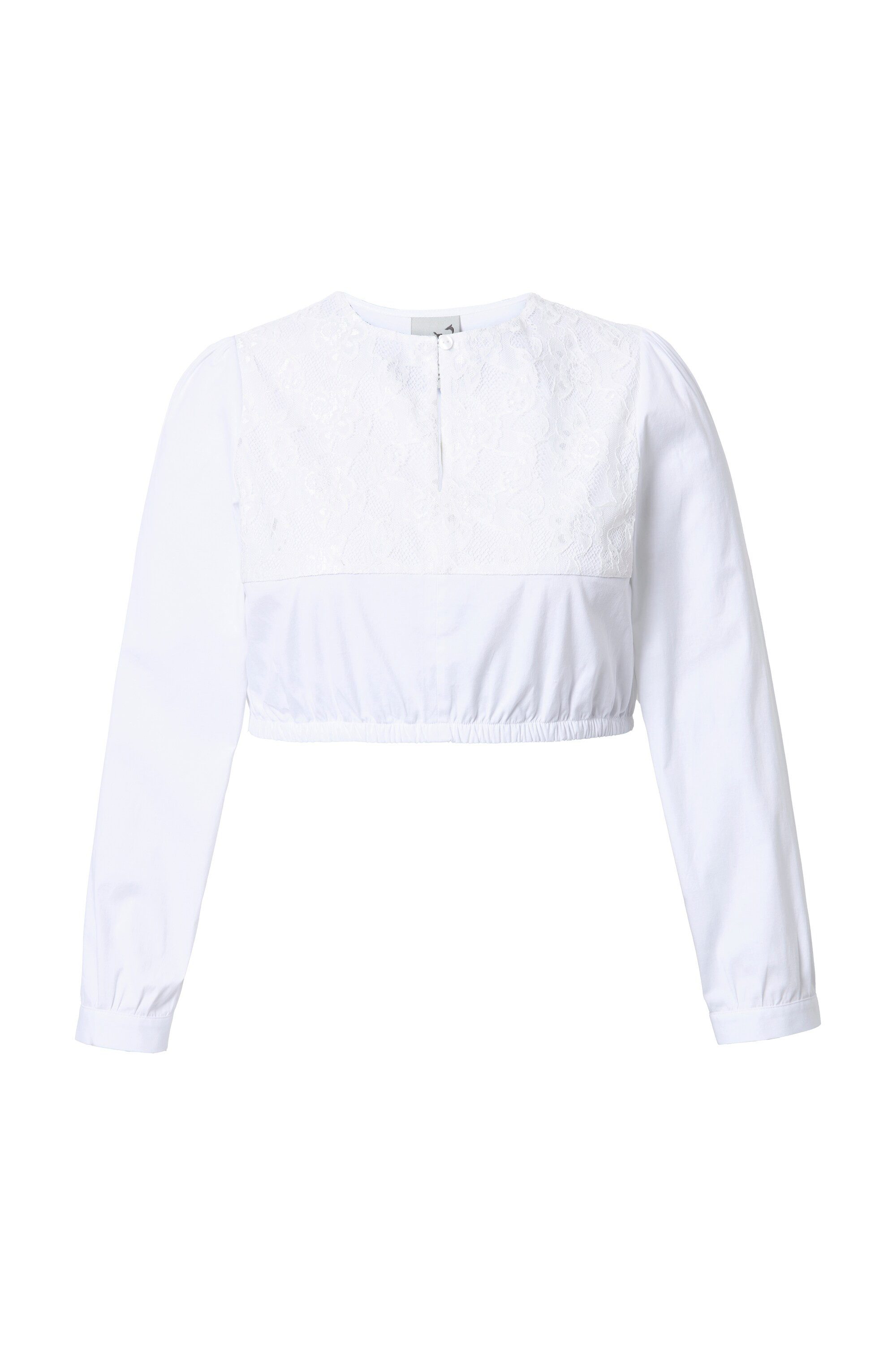 Ulla Popken Longbluse Dirndlbluse Spitze Rundhals günstig online kaufen