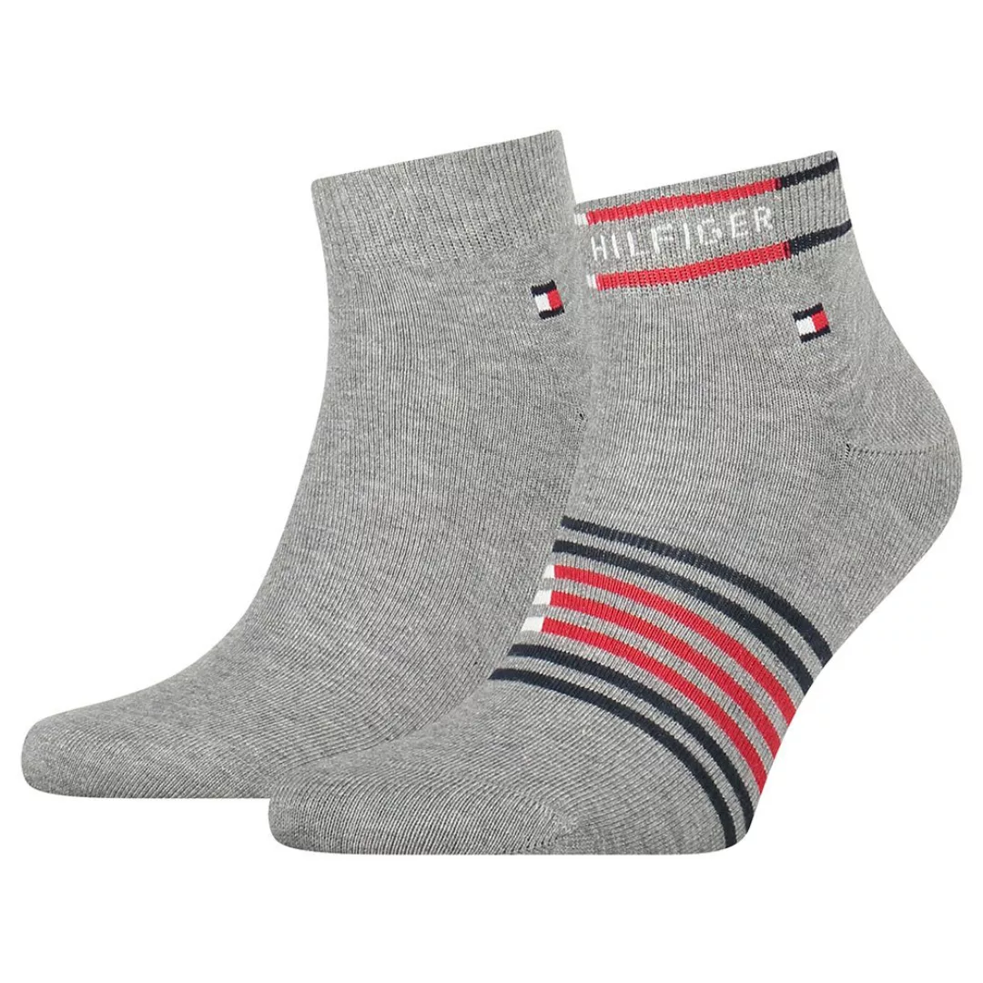 Tommy Hilfiger Breton Stripe Quarter Socken 2 Paare EU 43-46 Mid Grey Melan günstig online kaufen