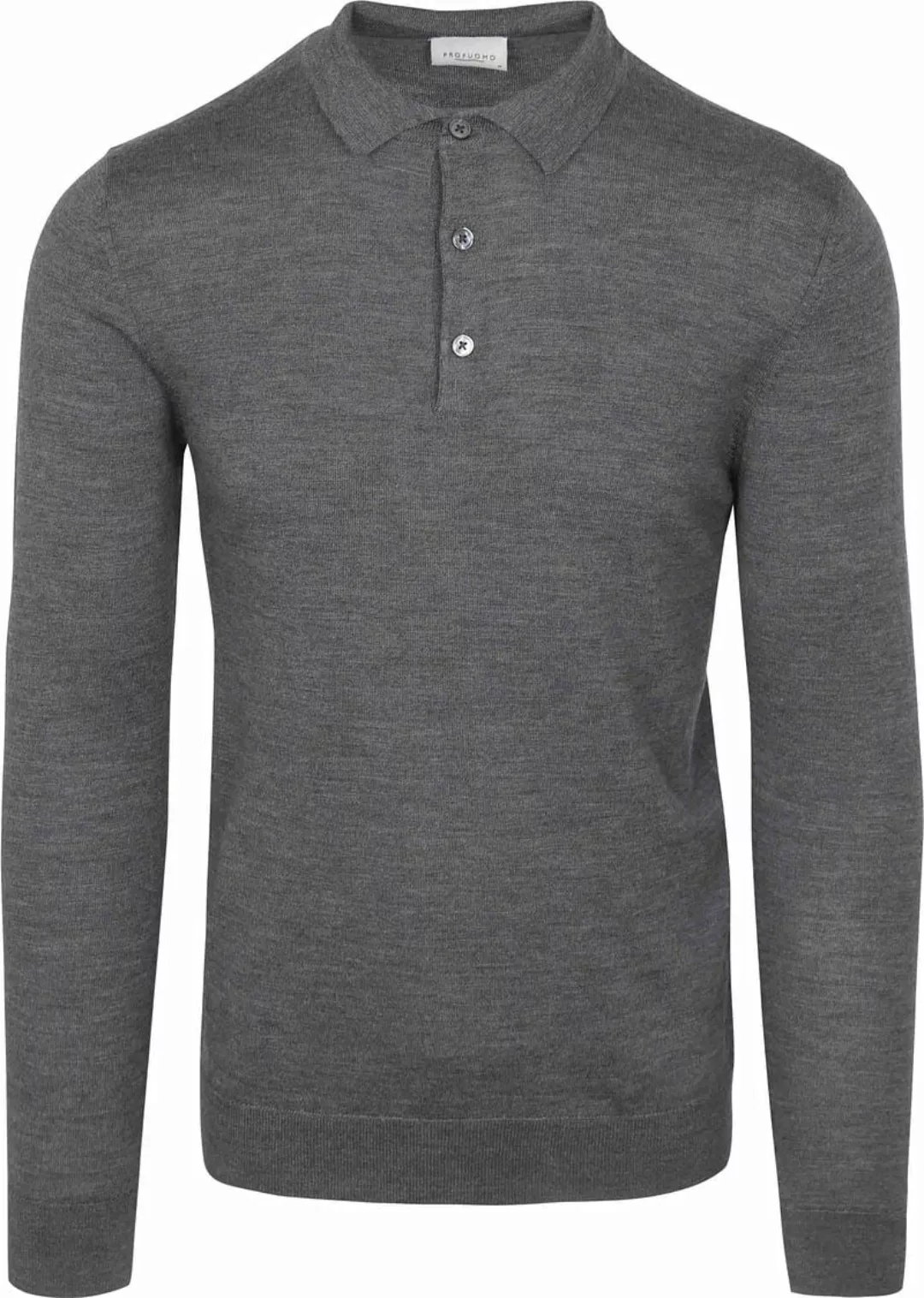 Profuomo Longsleeve Poloshirt Merinowolle Anthrazit - Größe XL günstig online kaufen