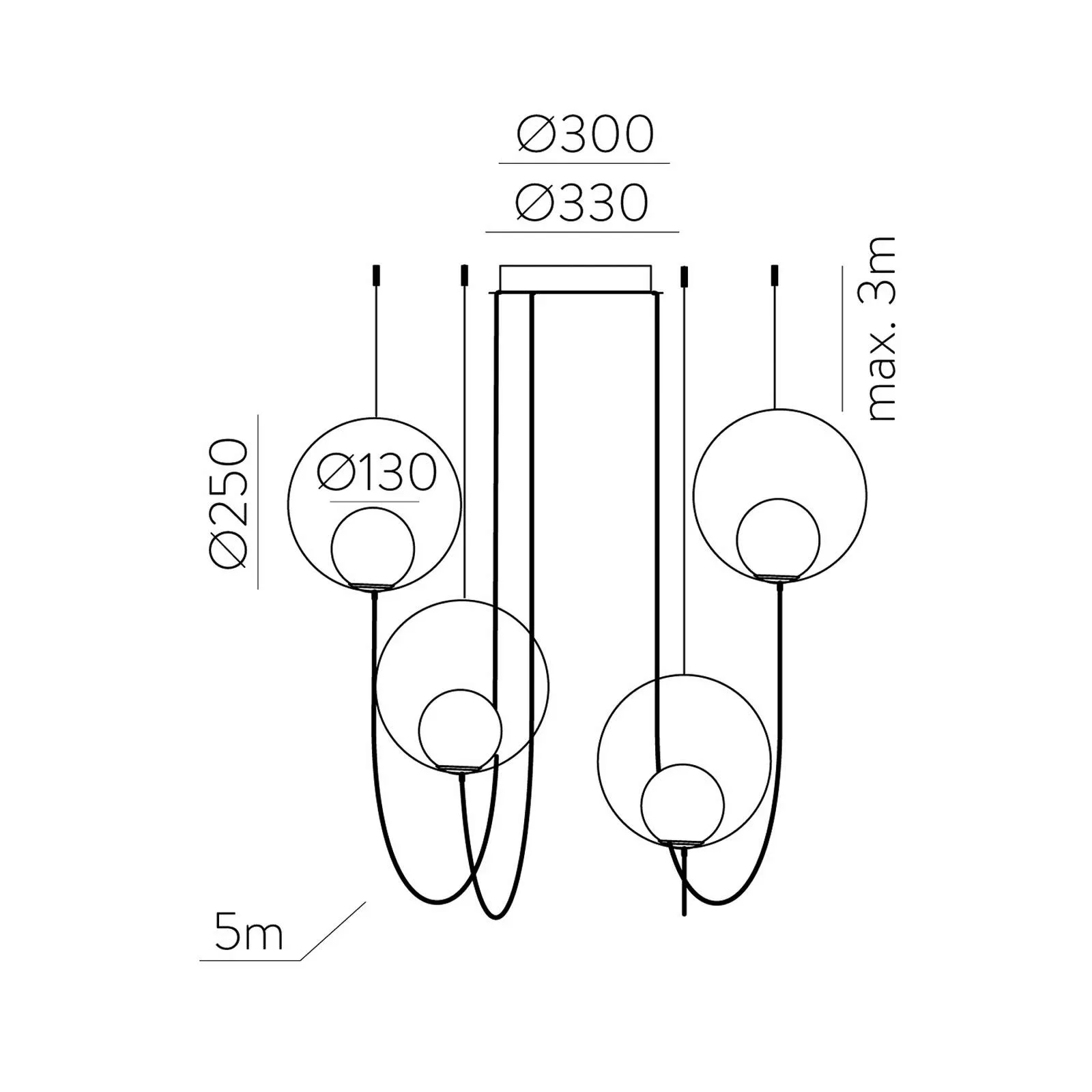 LED-Hängeleuchte Halo, gold, vierflammig, dezentral günstig online kaufen