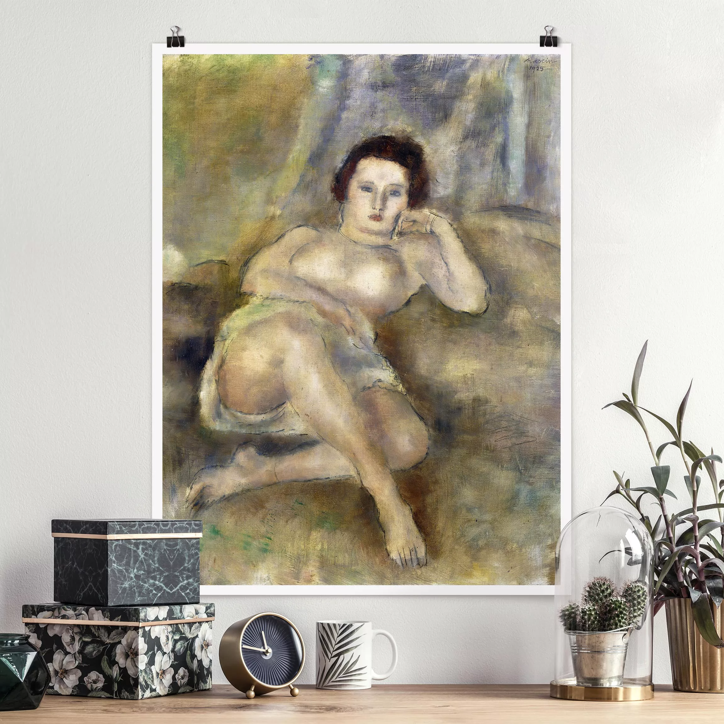 Poster Kunstdruck - Hochformat Jules Pascin - Liegende junge Frau günstig online kaufen