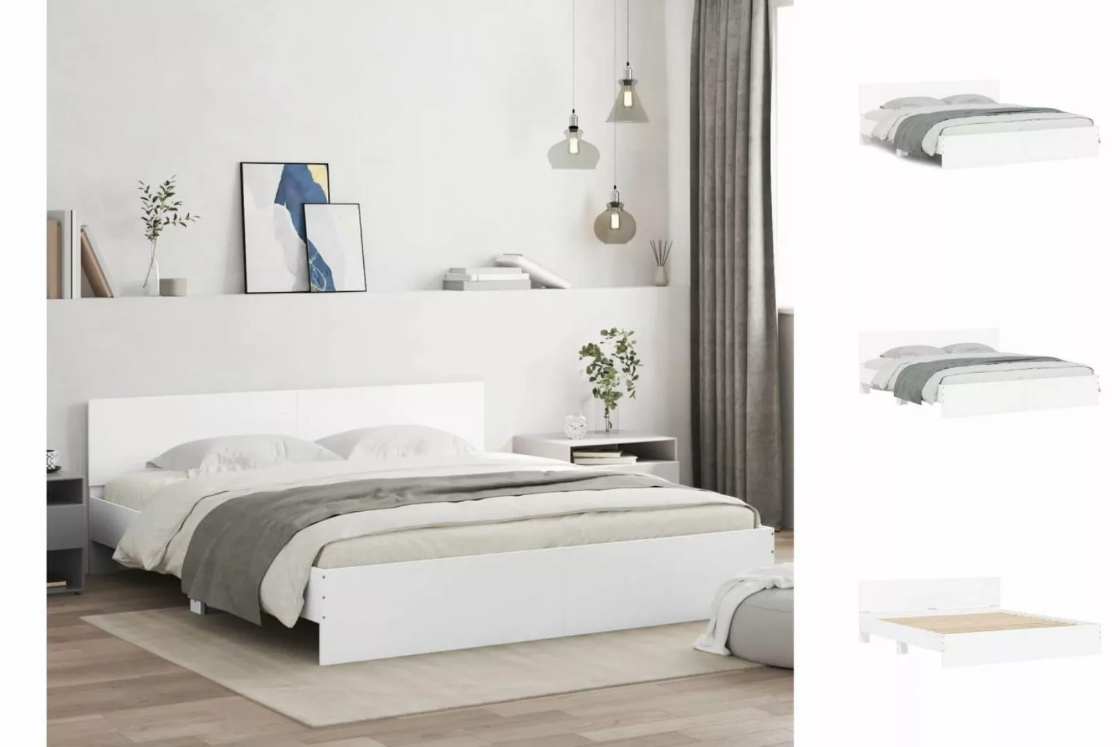 vidaXL Bettgestell Bettgestell mit Kopfteil Weiß 180x200 cm Bett Bettgestel günstig online kaufen