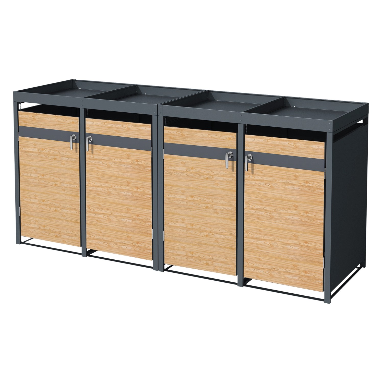 ML-Design Mülltonnenbox 4Er Pflanzdach 240L Anthrazit-Lärchenoptik günstig online kaufen
