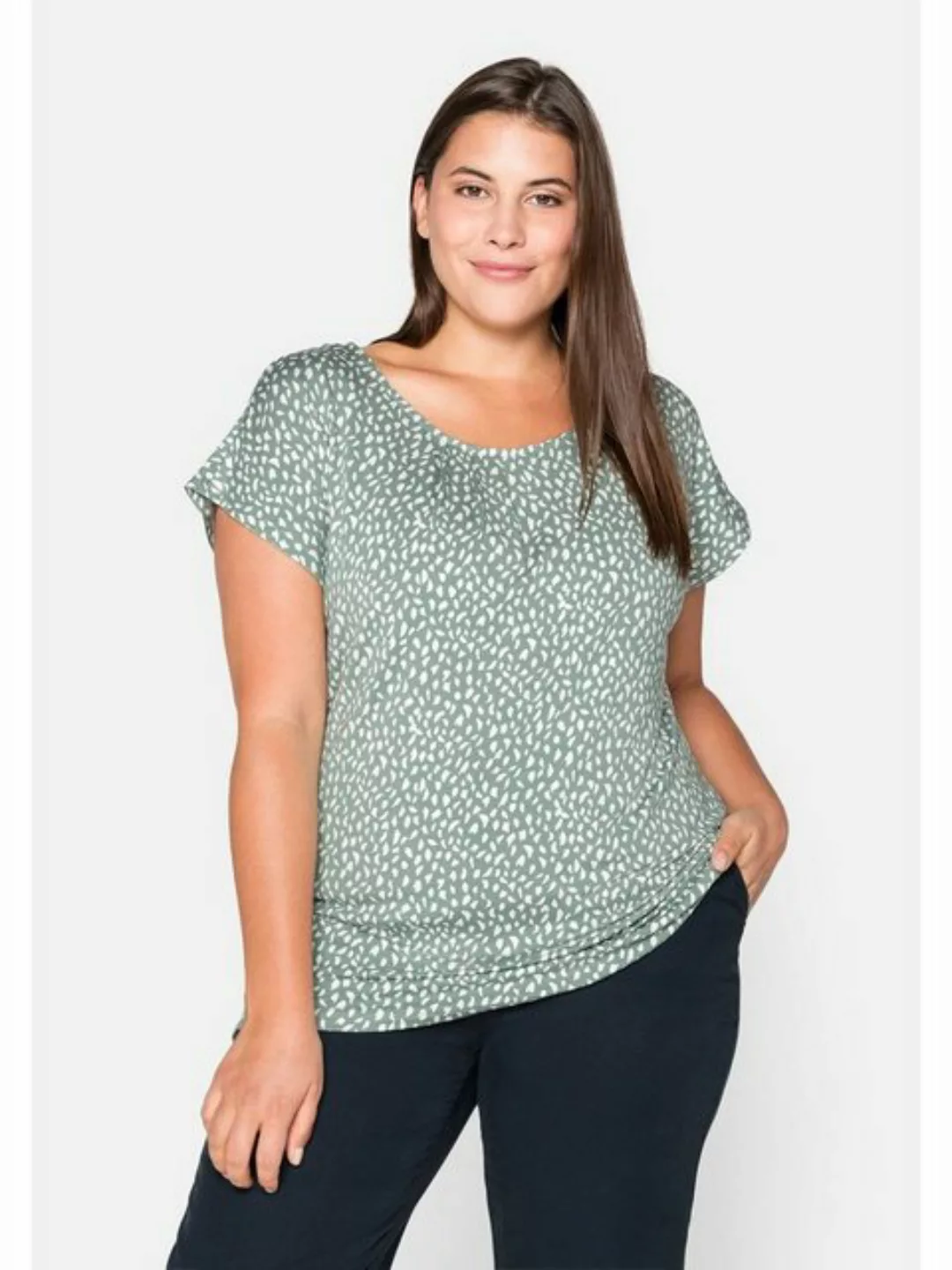 Sheego T-Shirt "Große Größen", mit Alloverdruck und gelegten Falten günstig online kaufen