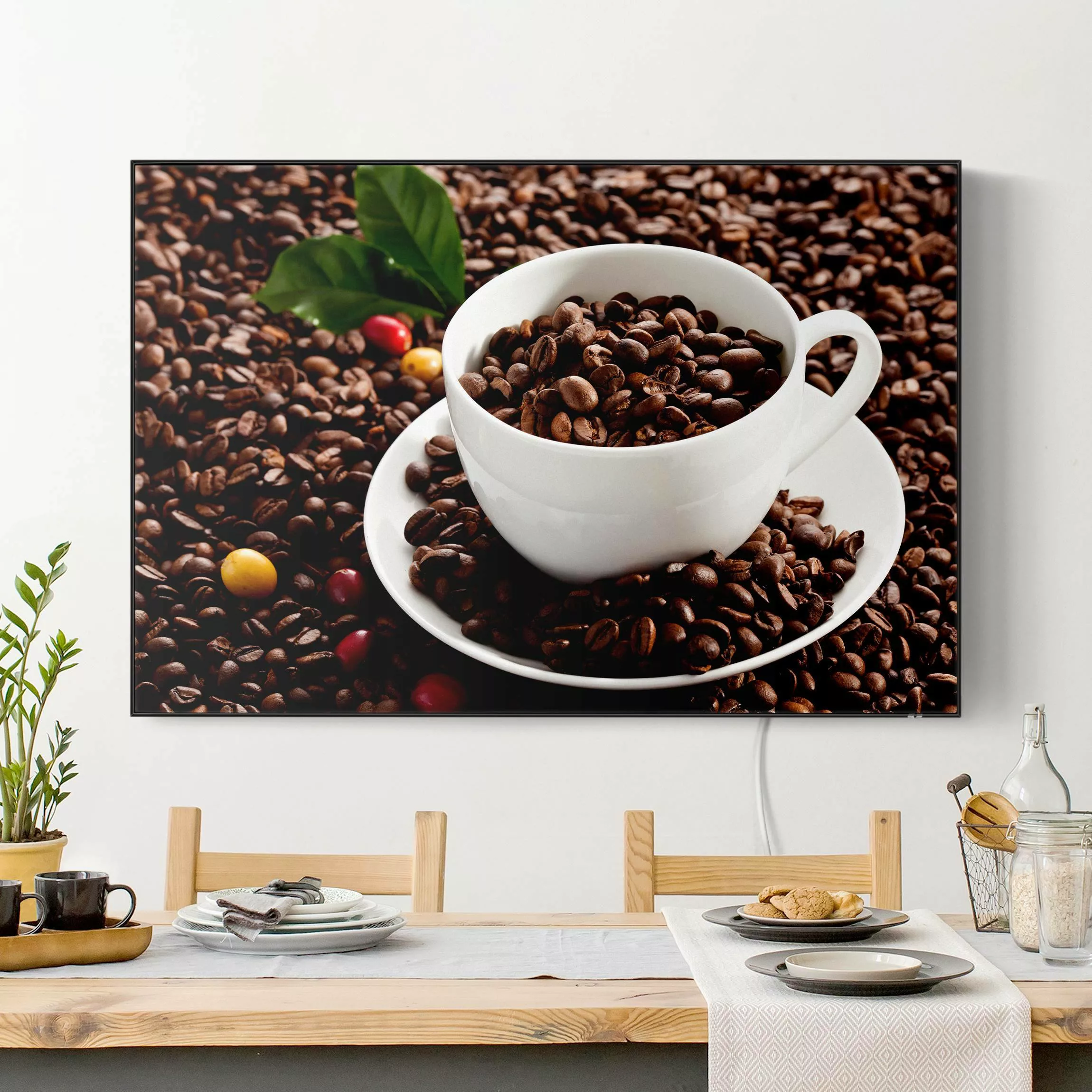 LED-Wechselbild Kaffeetasse mit gerösteten Kaffeebohnen günstig online kaufen