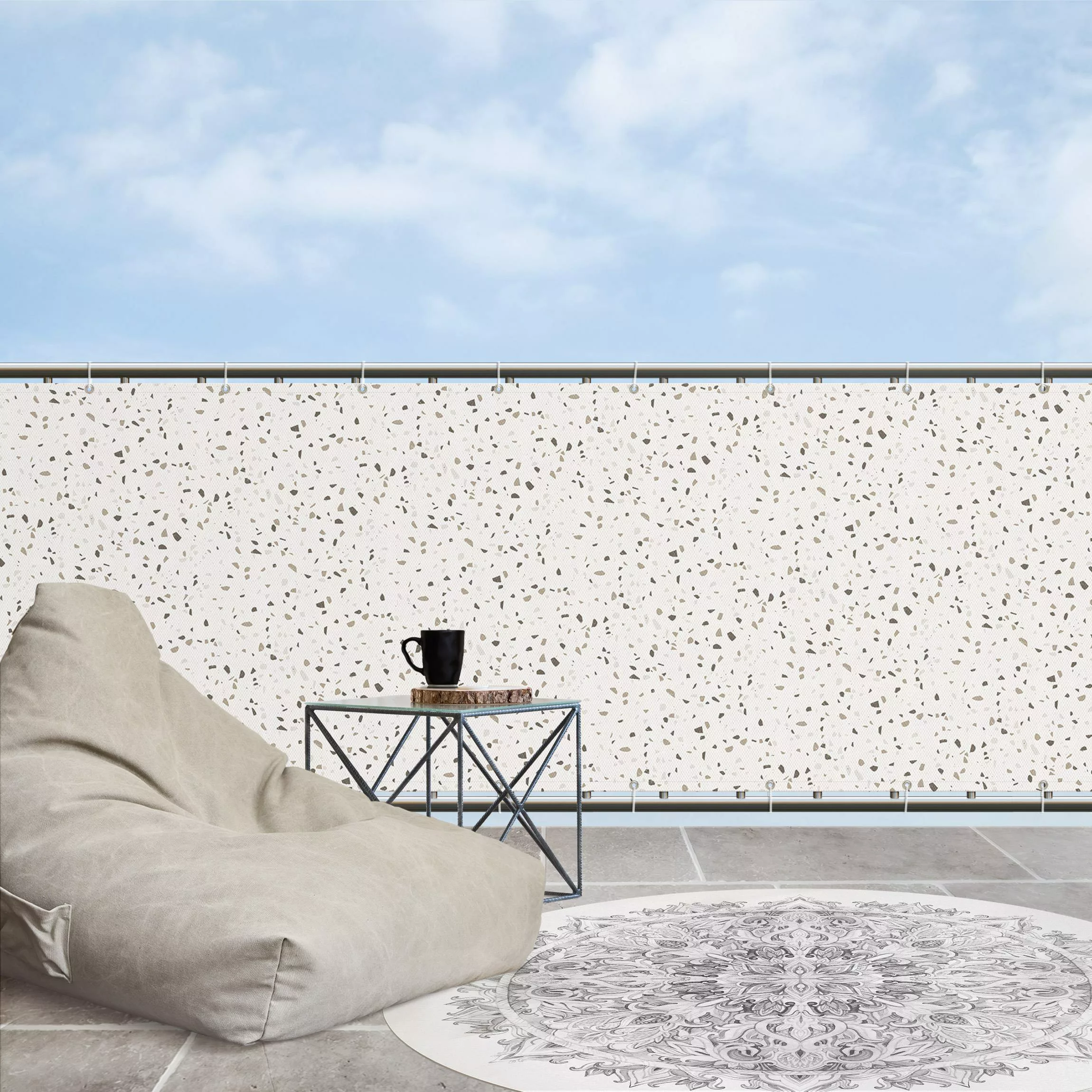 Balkon Sichtschutz Detailliertes Terrazzo Muster Pompeji günstig online kaufen