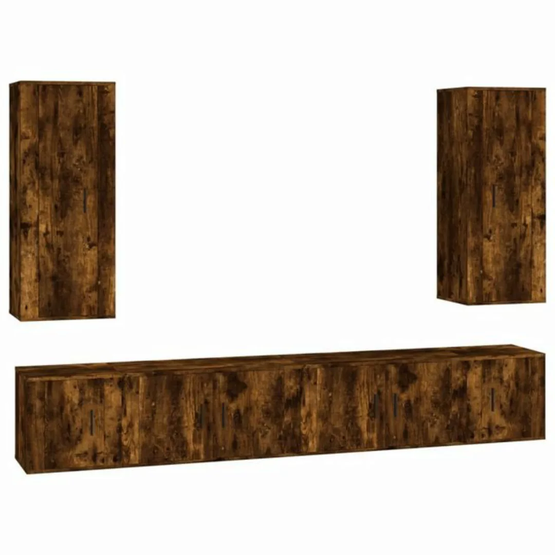 furnicato TV-Schrank 6-tlg. TV-Schrank-Set Räuchereiche Holzwerkstoff (6-St günstig online kaufen