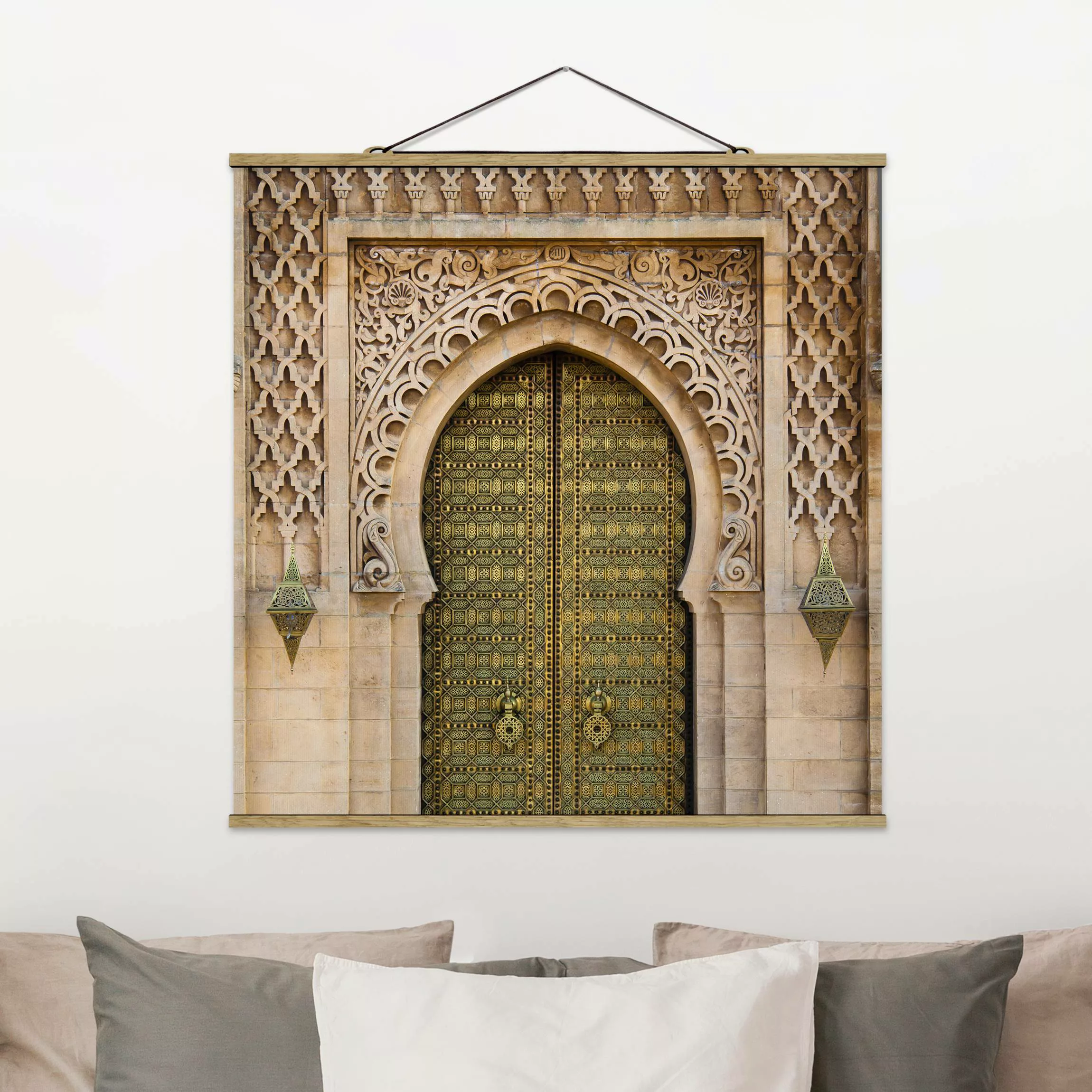 Stoffbild mit Posterleisten - Quadrat Oriental Gate günstig online kaufen