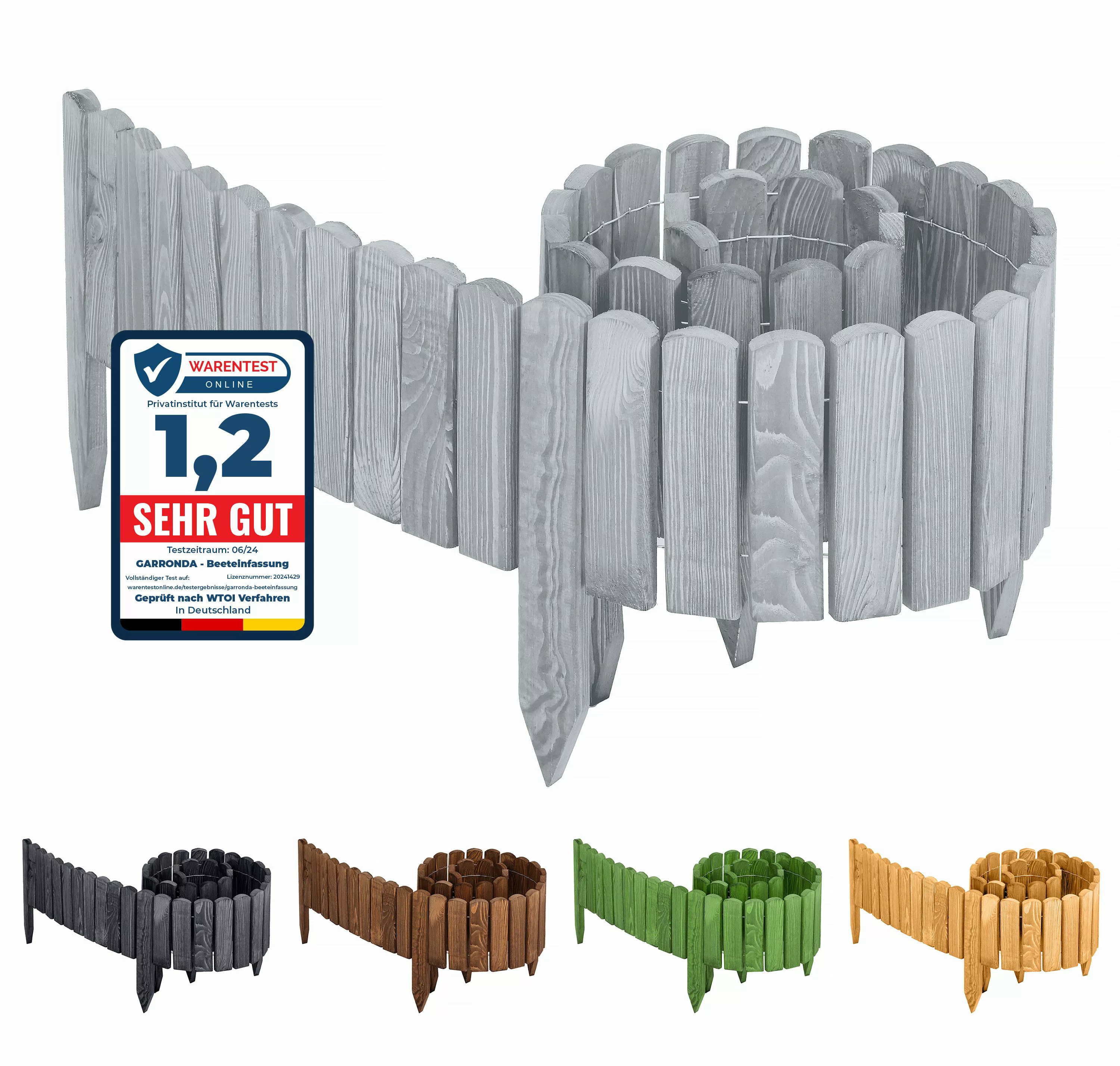 Garronda Rasenkante Beeteinfassung Holz Rollzaun Flexibler günstig online kaufen