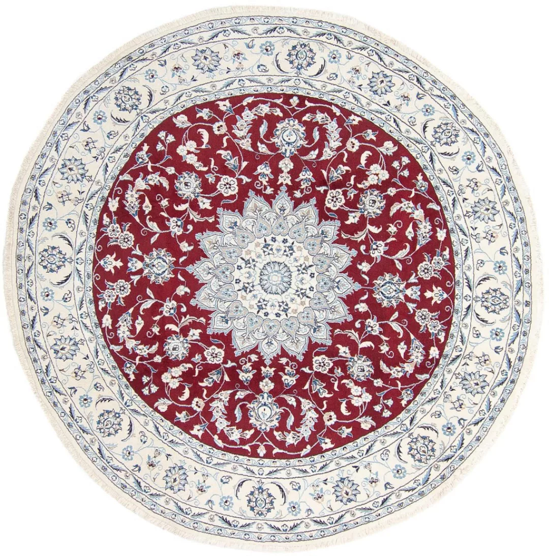 morgenland Wollteppich »Nain Medaillon Rosso scuro 250 x 250 cm«, rund, Uni günstig online kaufen
