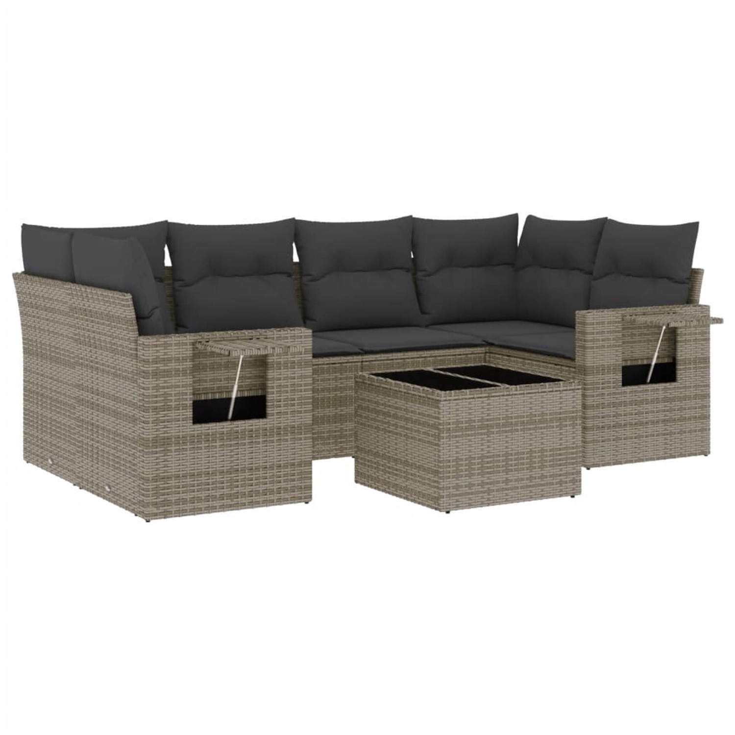 vidaXL 7-Tlg Garten-Sofagarnitur mit Kissen Grau Poly Rattan 3219919 günstig online kaufen