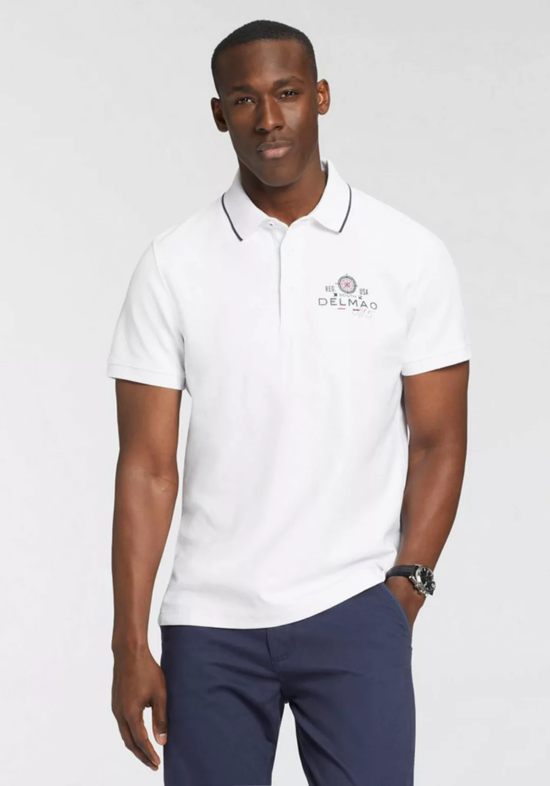 DELMAO Poloshirt mit Brustprint günstig online kaufen