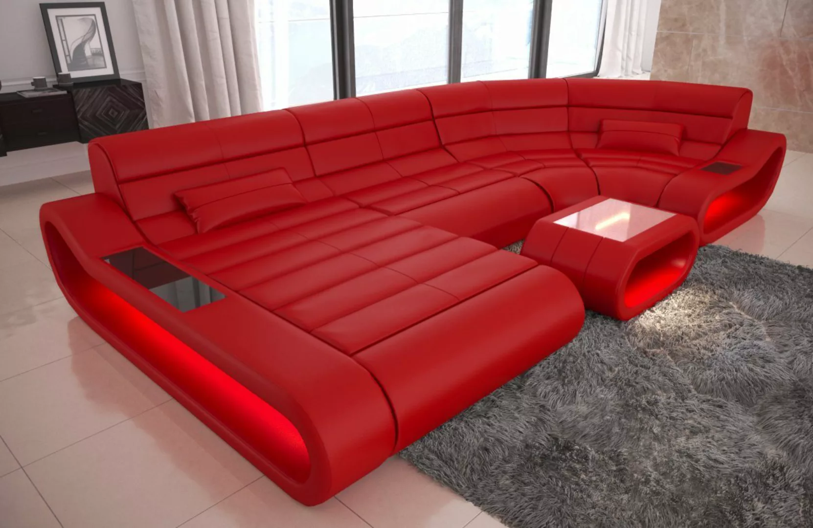 Sofa Dreams Wohnlandschaft Ledercouch Leder Sofa Concept U Form Ledersofa, günstig online kaufen
