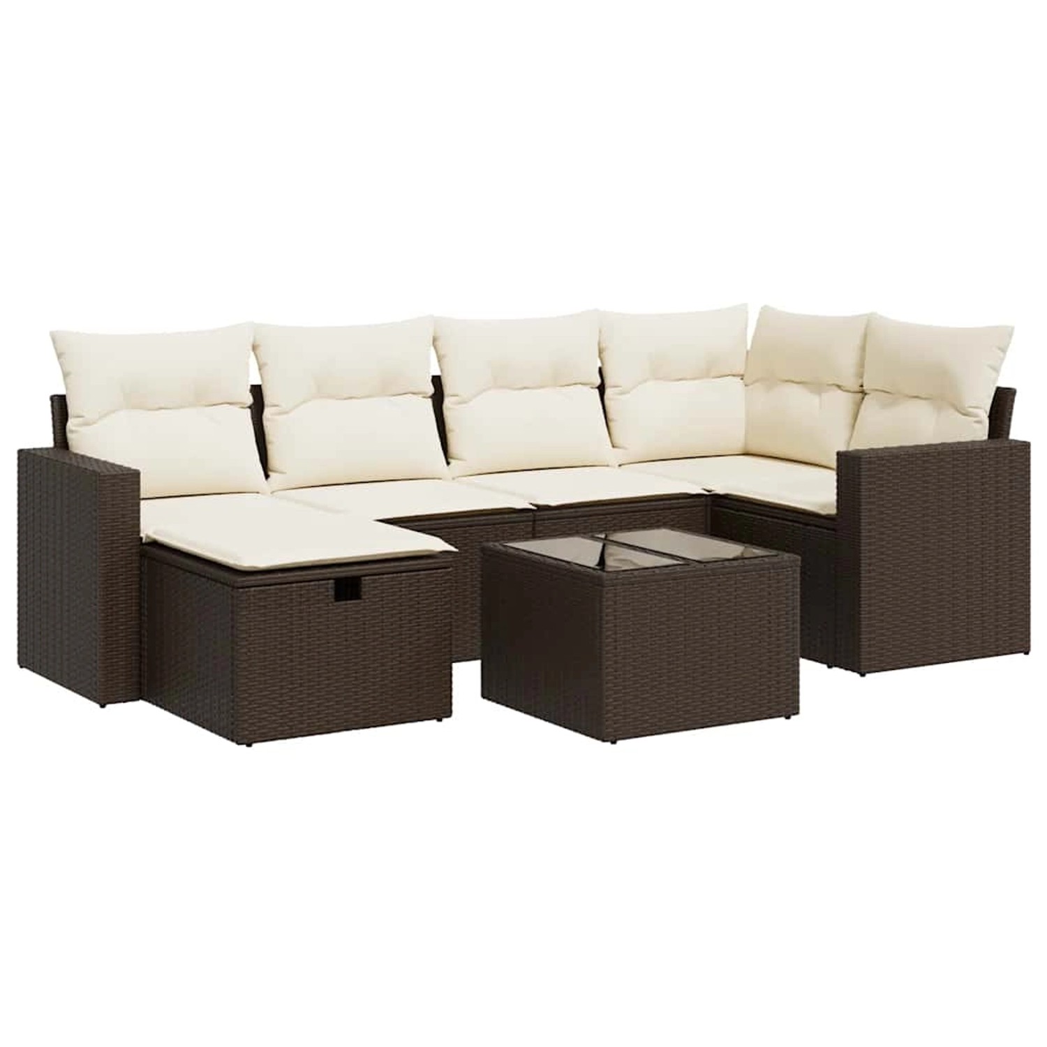 vidaXL 7-Tlg Garten-Sofagarnitur mit Kissen Braun Poly Rattan 3325399 günstig online kaufen