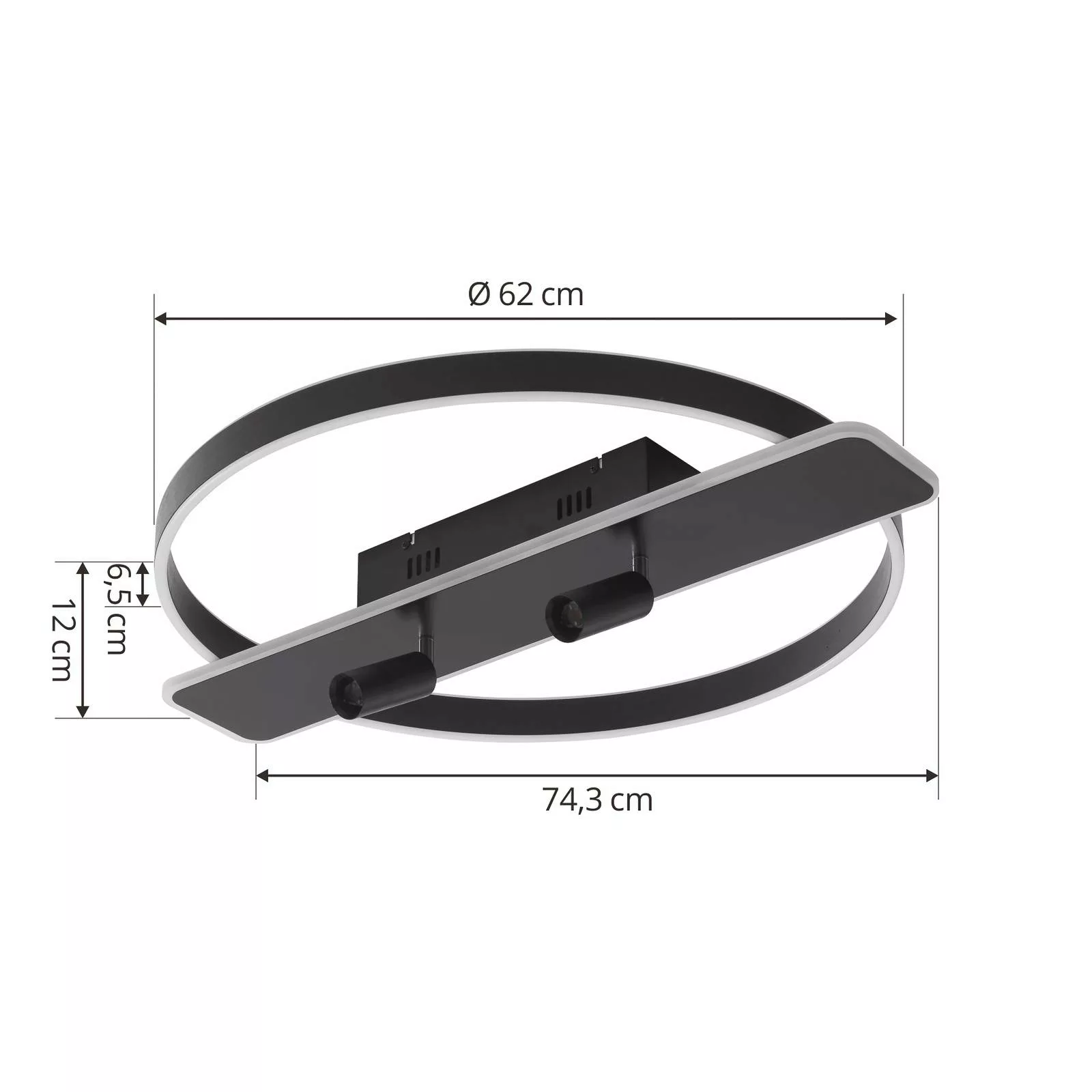 Lucande Stigla LED-Deckenleuchte, rund, schwarz günstig online kaufen