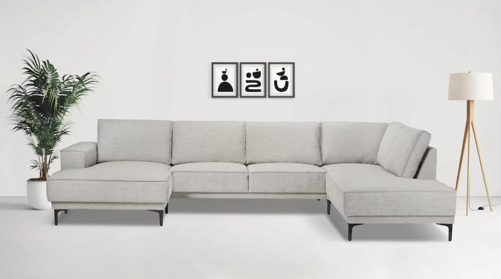 Places of Style Wohnlandschaft "XXL Sofa Oland, Struktur, Flachgewebe, Luxu günstig online kaufen