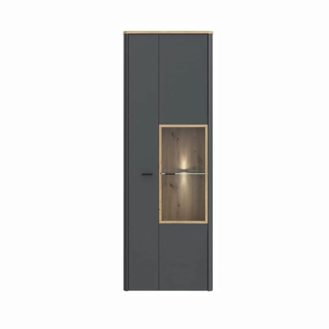 freiraum Vitrine LEOKADIA in Artisan Eiche Dekor / grau - 73,2x211,1x41,4 ( günstig online kaufen