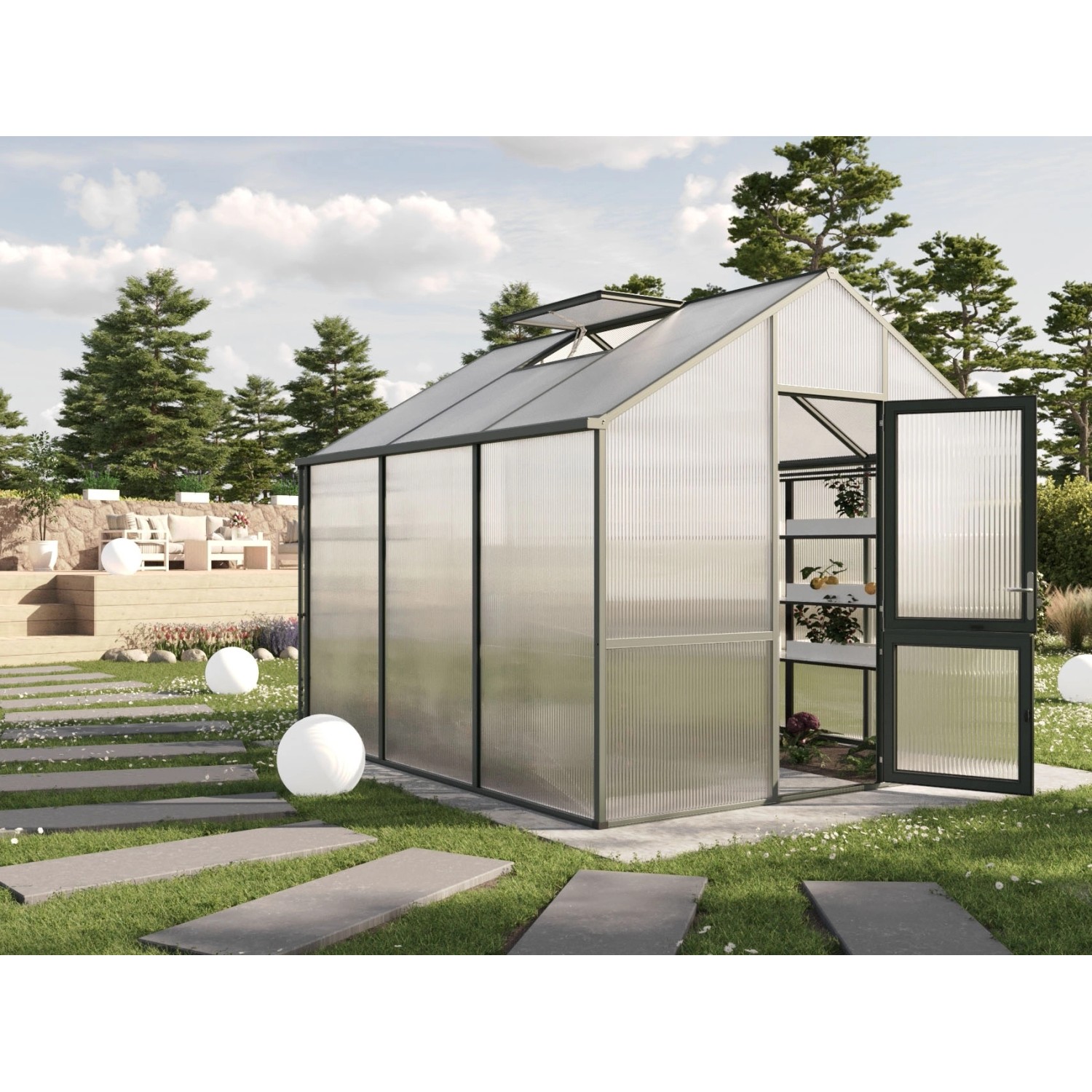 KGT Gewächshaus Tannengrün 9,59 m² günstig online kaufen