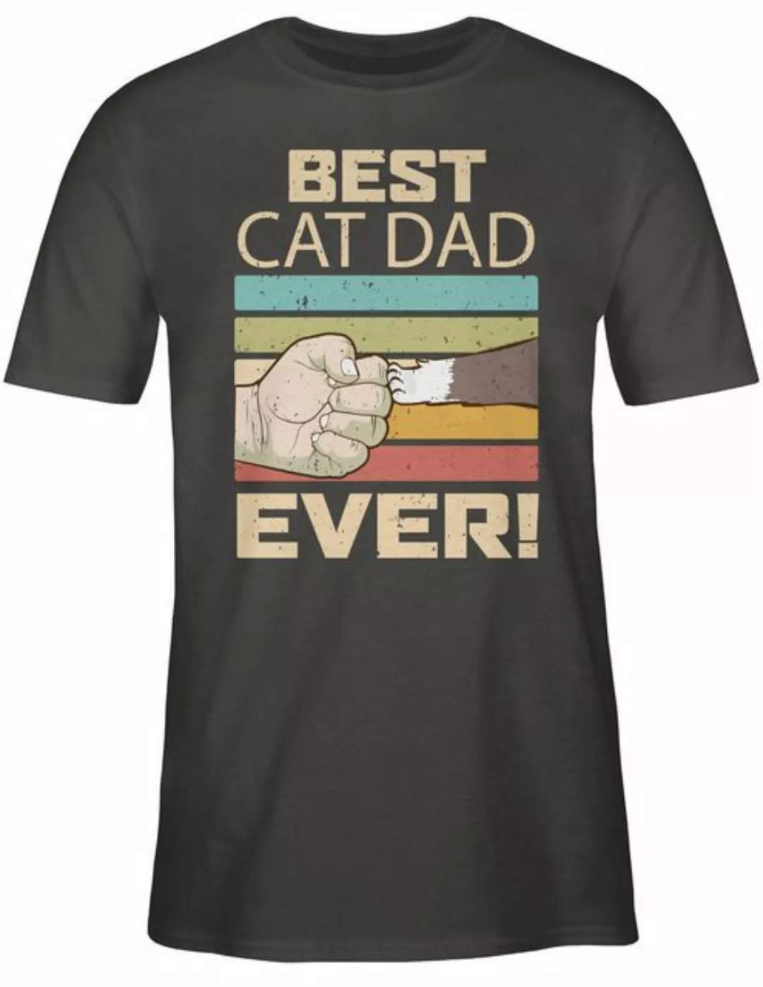 Shirtracer T-Shirt Best Cat Dad Ever - Vintage beige Katzenbesitzer Geschen günstig online kaufen