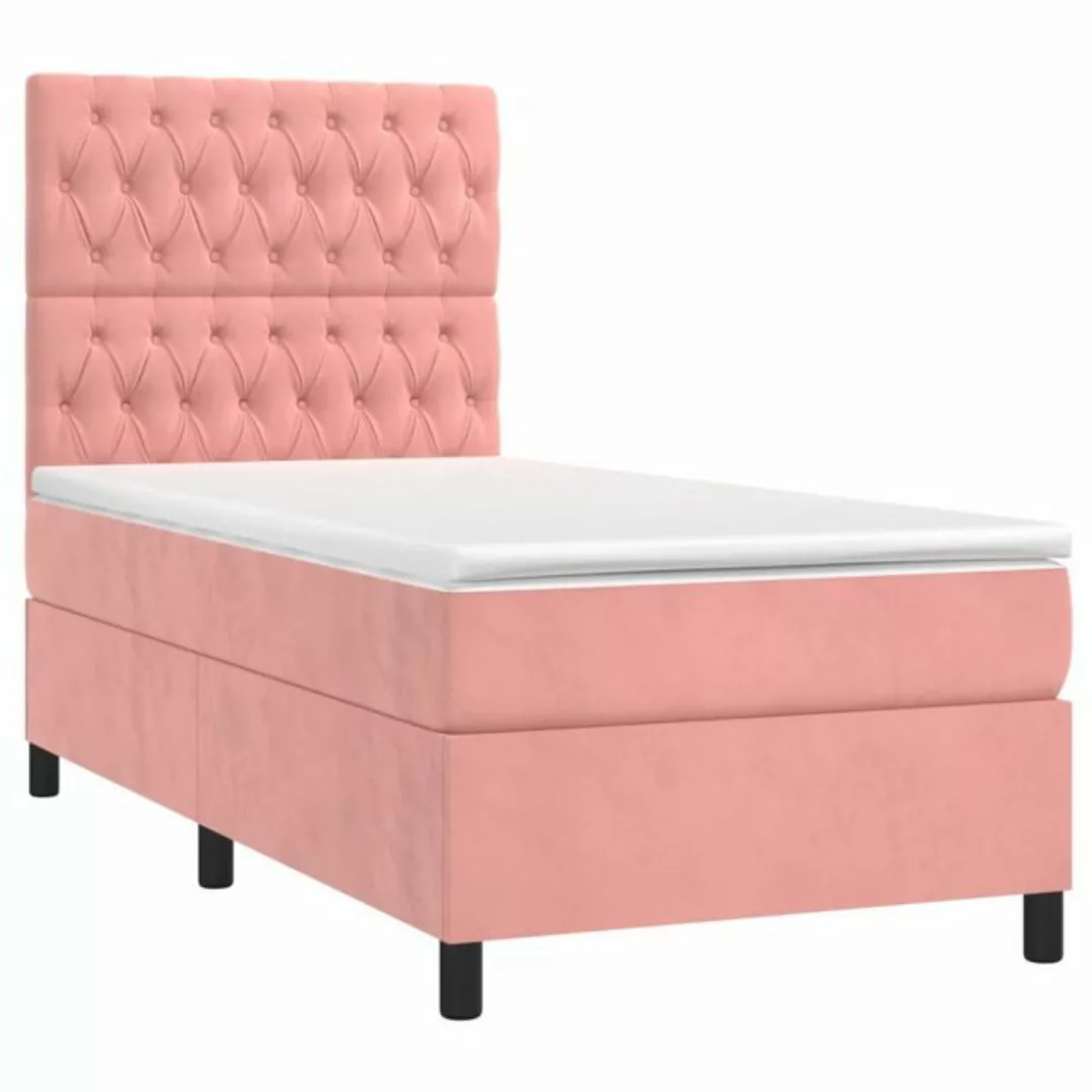 vidaXL Boxspringbett Boxspringbett mit Matratze LED Rosa 80x200 cm Samt Bet günstig online kaufen