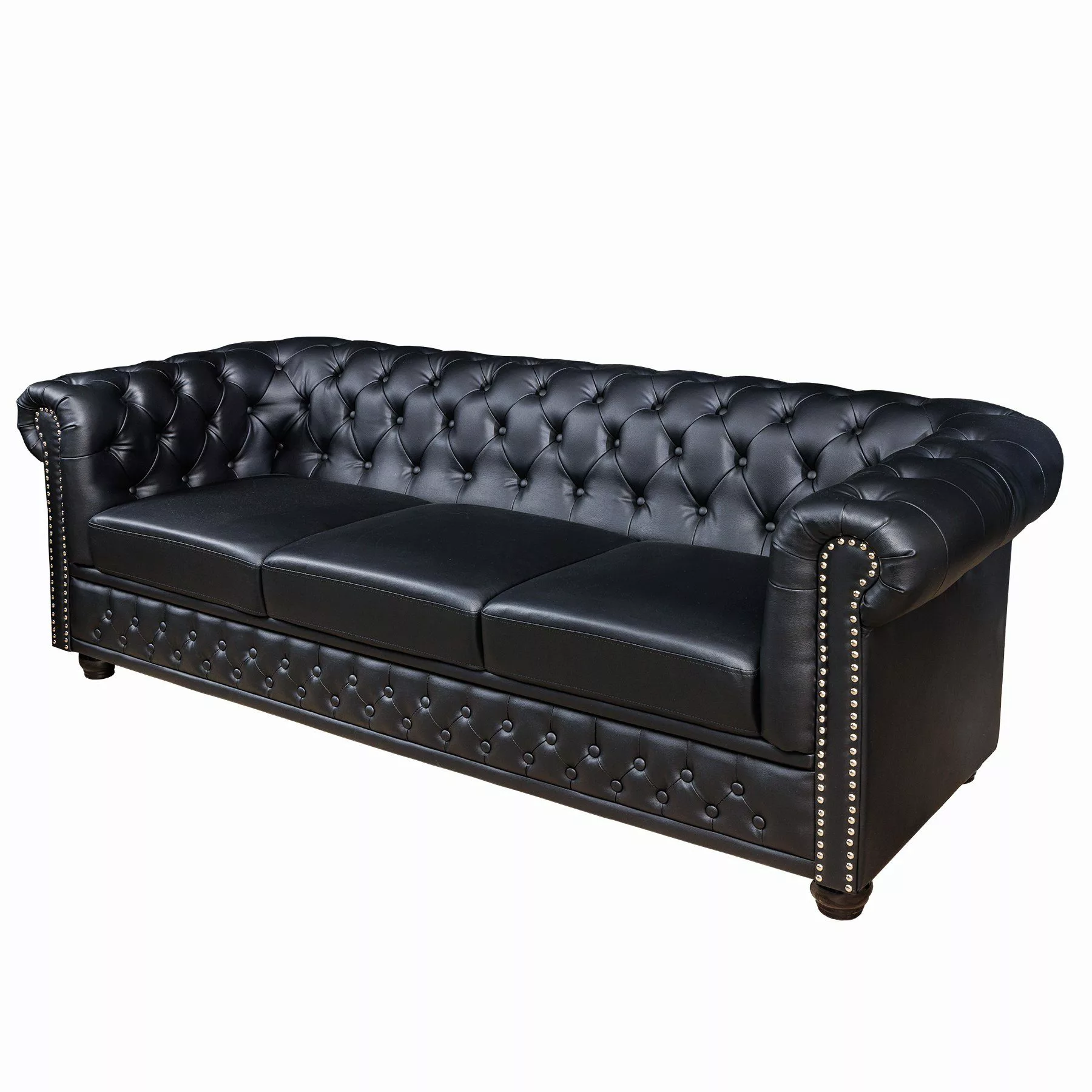 riess-ambiente 3-Sitzer CHESTERFIELD 205cm schwarz, Einzelartikel günstig online kaufen