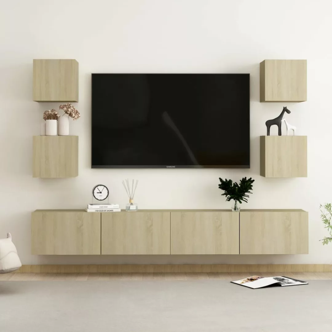 6-tlg. Tv-schrank-set Sonoma-eiche Spanplatte günstig online kaufen
