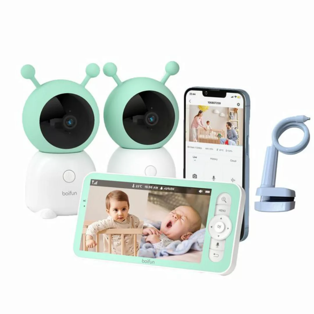 Boifun Video-Babyphone 2K 3MP/5 Zoll WLAN Video Babyfone Babyphone mit 2 Ka günstig online kaufen