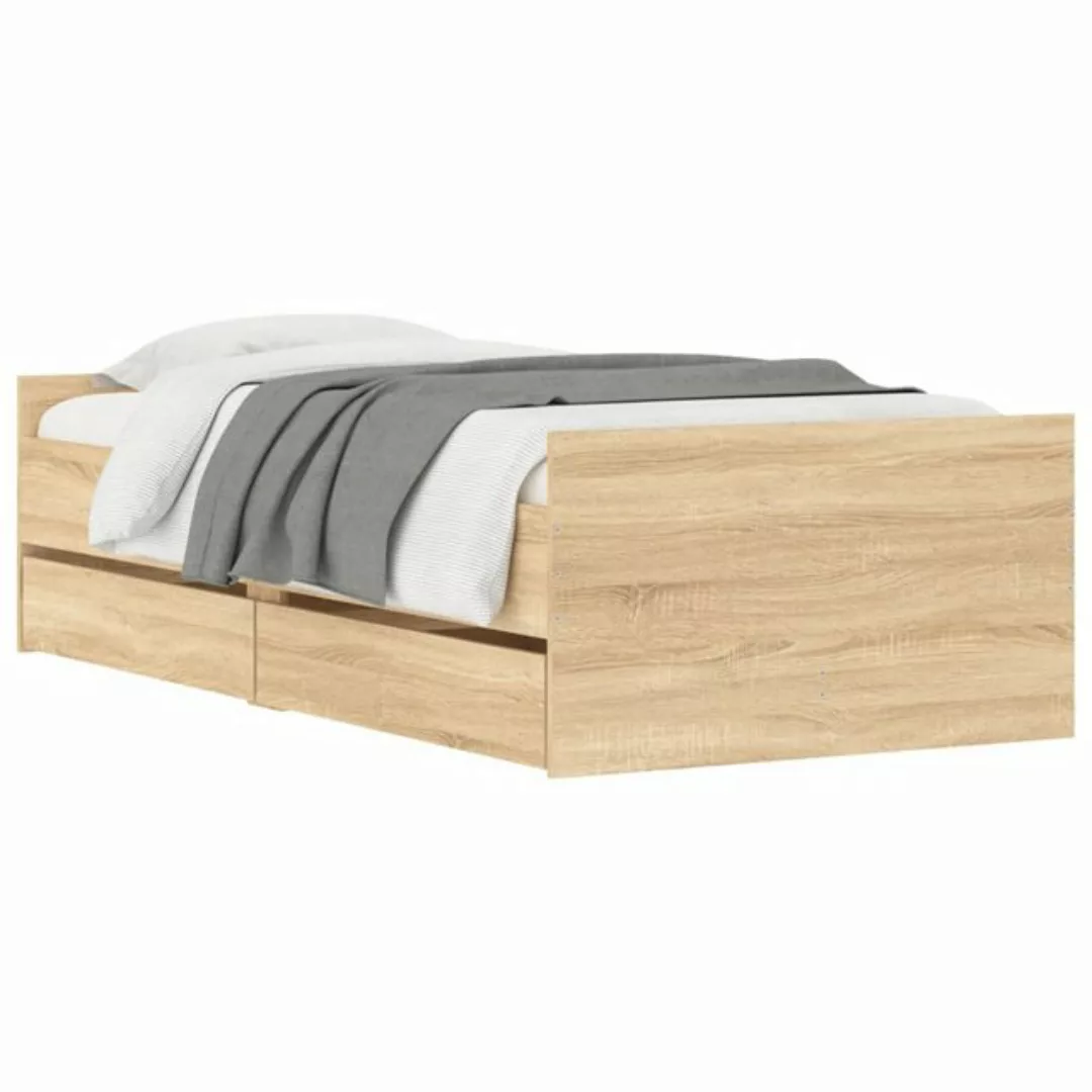 vidaXL Bett Bett mit Schubladen Sonoma-Eiche 75x190 cm günstig online kaufen