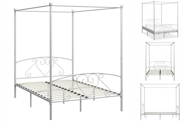 vidaXL Himmelbett Himmelbett-Gestell Weiß Metall 160 x 200 cm Bett Bettrahm günstig online kaufen