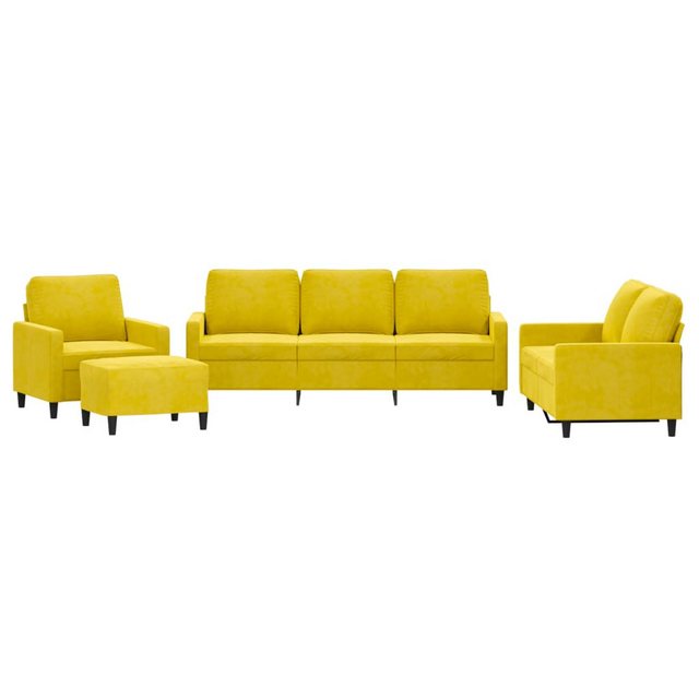 vidaXL Sofa Sofagarnitur Set mit Kissen Samt, 4-tlg., Gelb günstig online kaufen