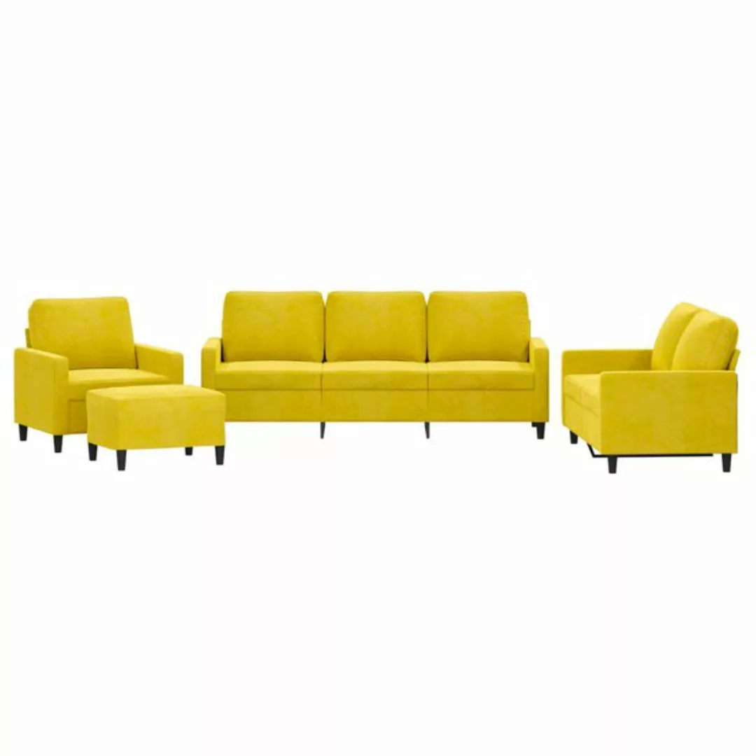 vidaXL Sofa Sofagarnitur Set mit Kissen Samt, 4-tlg., Gelb günstig online kaufen