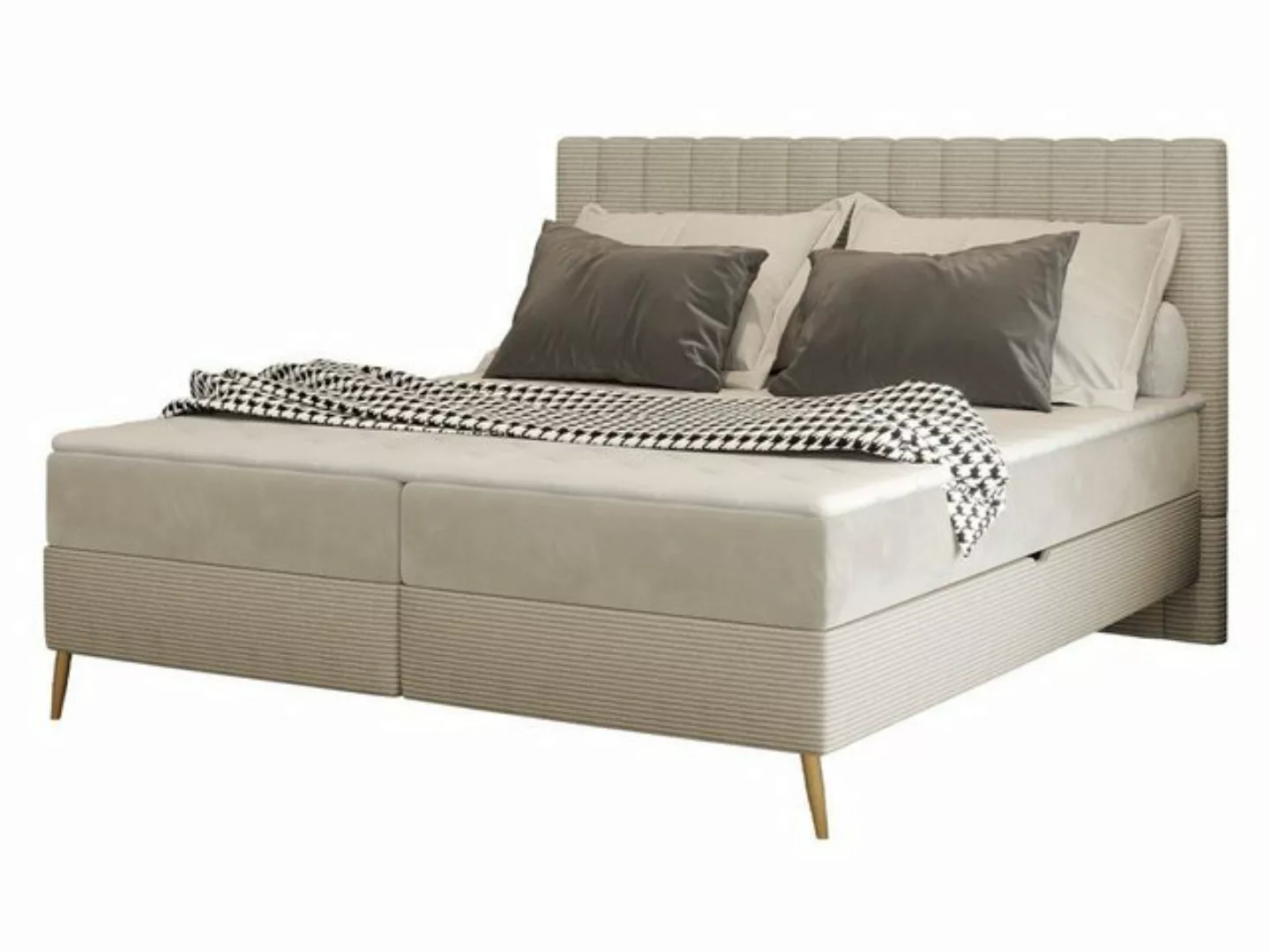 MIRJAN24 Boxspringbett Cindy Cord (mit Hauptmatratze, Topper, Gold Füße), 1 günstig online kaufen