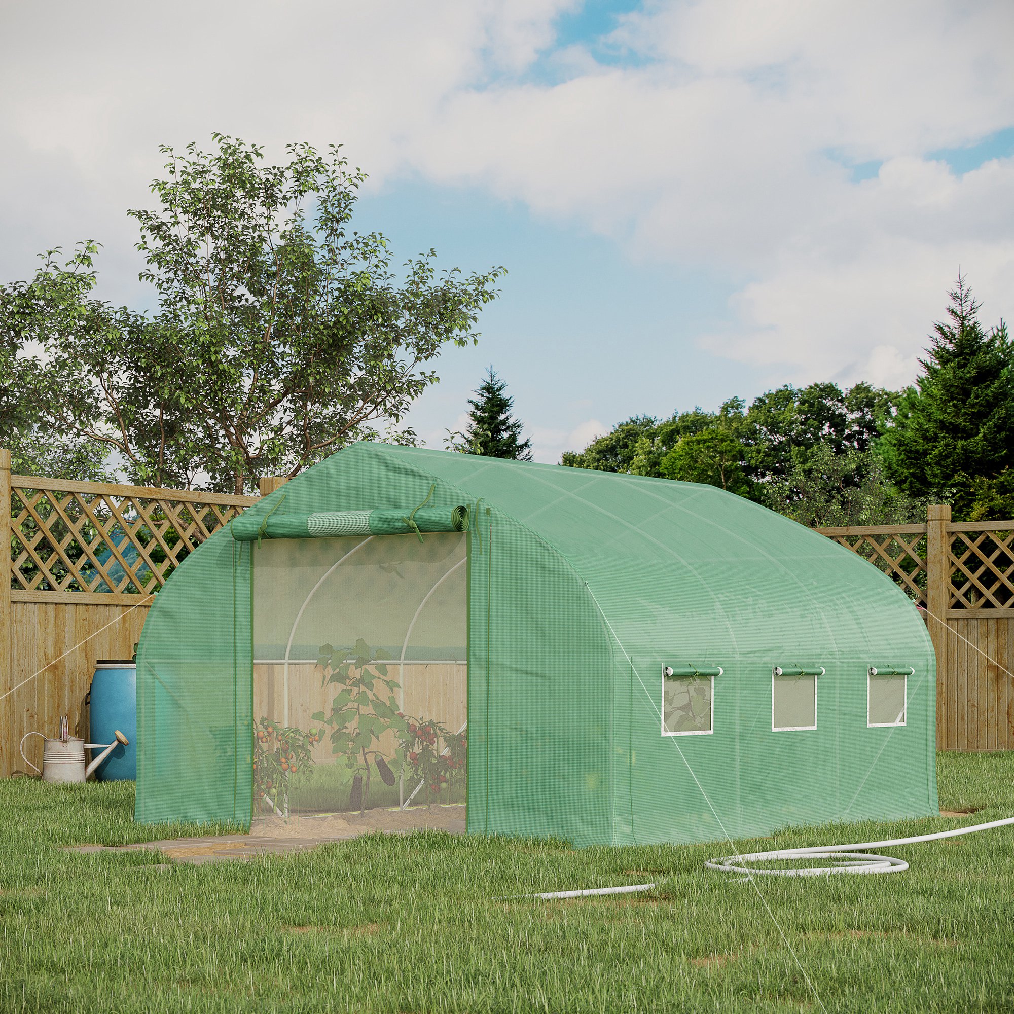 Outsunny Gewächshaus Tunnel, 10,4 m², Gewächshaus, UV-beständig, rollbare R günstig online kaufen