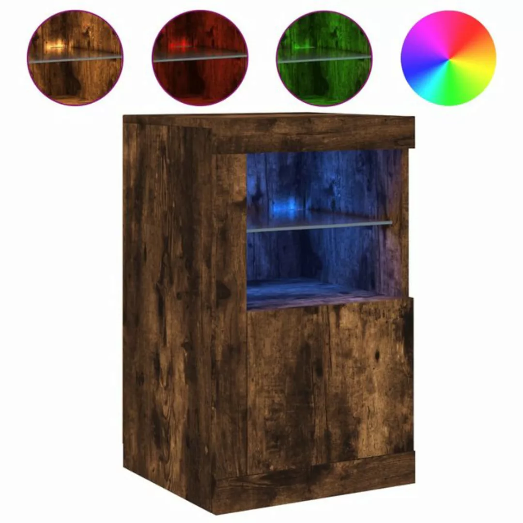 vidaXL Beistellschrank mit LED-Leuchten Räuchereiche Holzwerkstoff günstig online kaufen