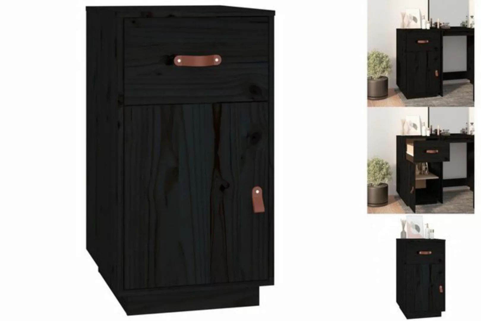 vidaXL Aktenschrank Schreibtisch-Schrank Schwarz 40x50x75 cm Massivholz Kie günstig online kaufen