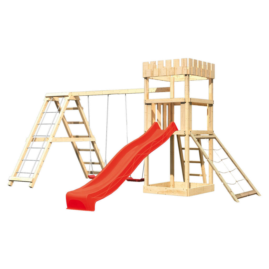 Karibu Spielturm Eisenherz rot B/H/L: ca. 264x260x415 cm günstig online kaufen