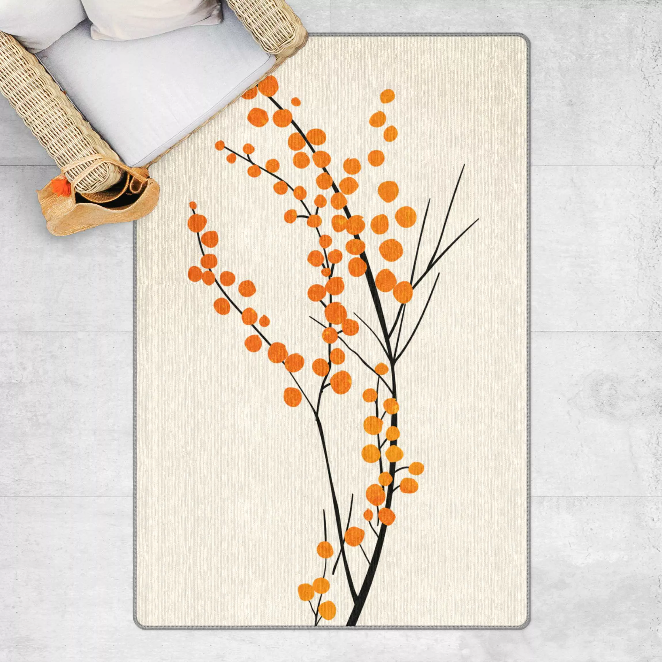 Teppich Grafische Pflanzenwelt - Beeren Orange günstig online kaufen