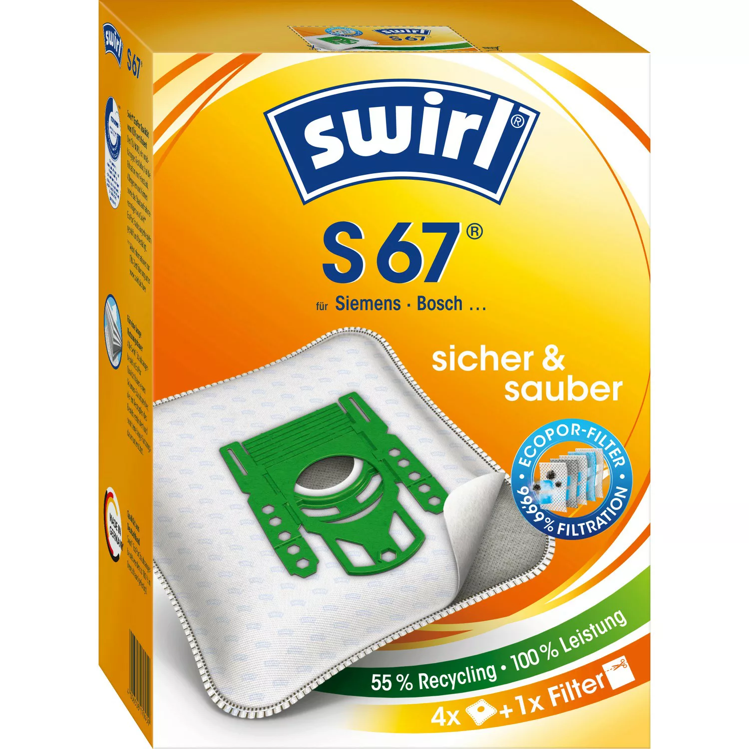 Swirl® Staubsaugerbeutel S 67® EcoPor® 4 St. günstig online kaufen