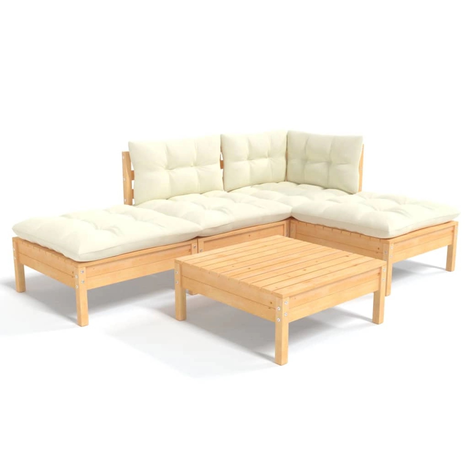 vidaXL 5-tlg Garten-Lounge-Set mit Creme Kissen Kiefernholz Modell 9 günstig online kaufen