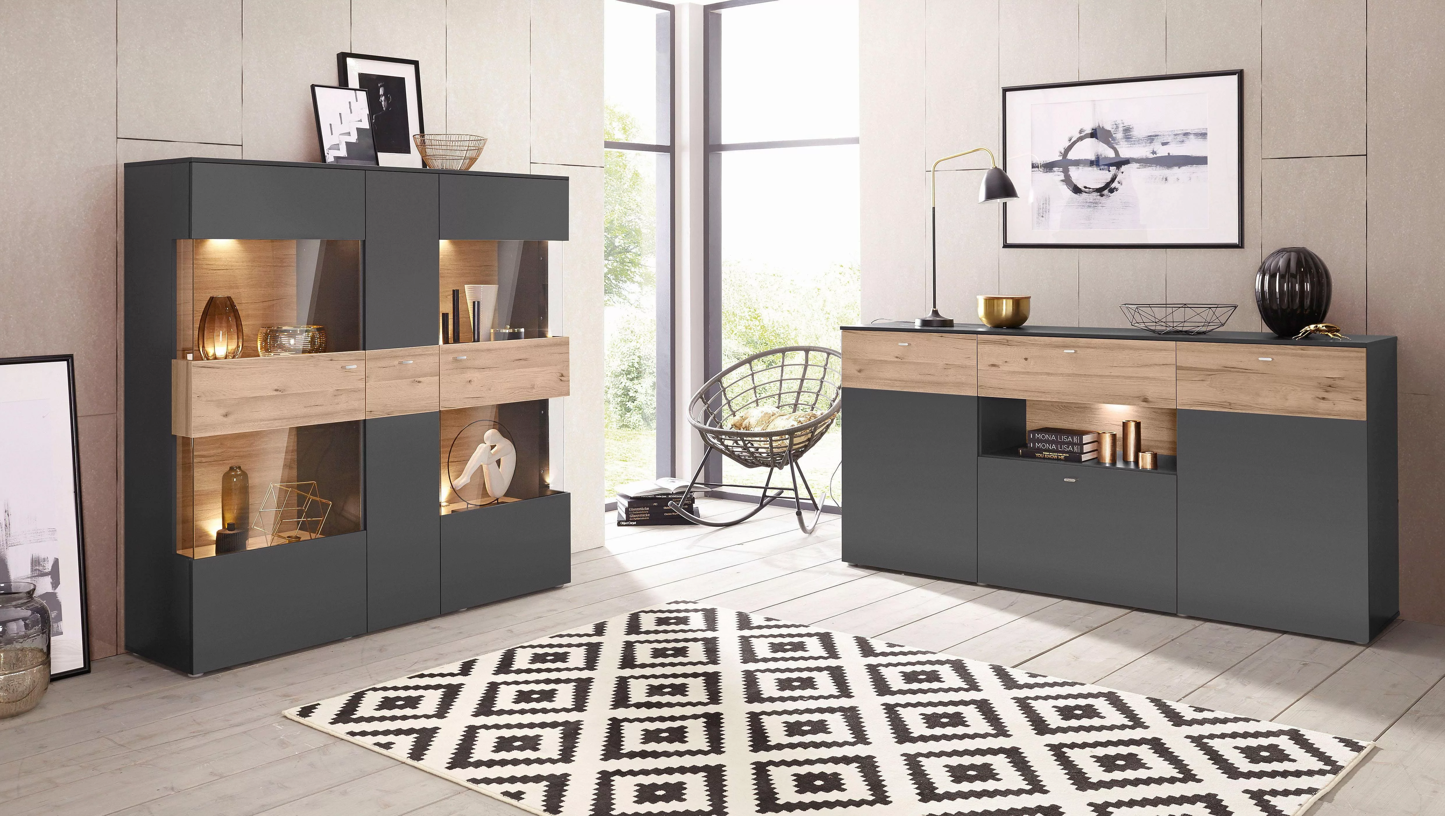 FORTE Sideboard "Como", Kommode, Stauraumschrank, LED Beleuchtung, Soft Clo günstig online kaufen