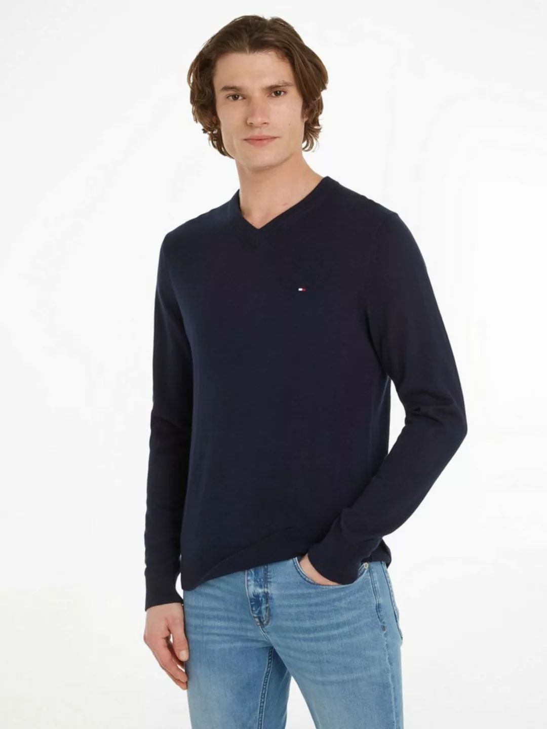 Tommy Hilfiger V-Ausschnitt-Pullover PIMA ORG CTN CASHMERE V NECK günstig online kaufen