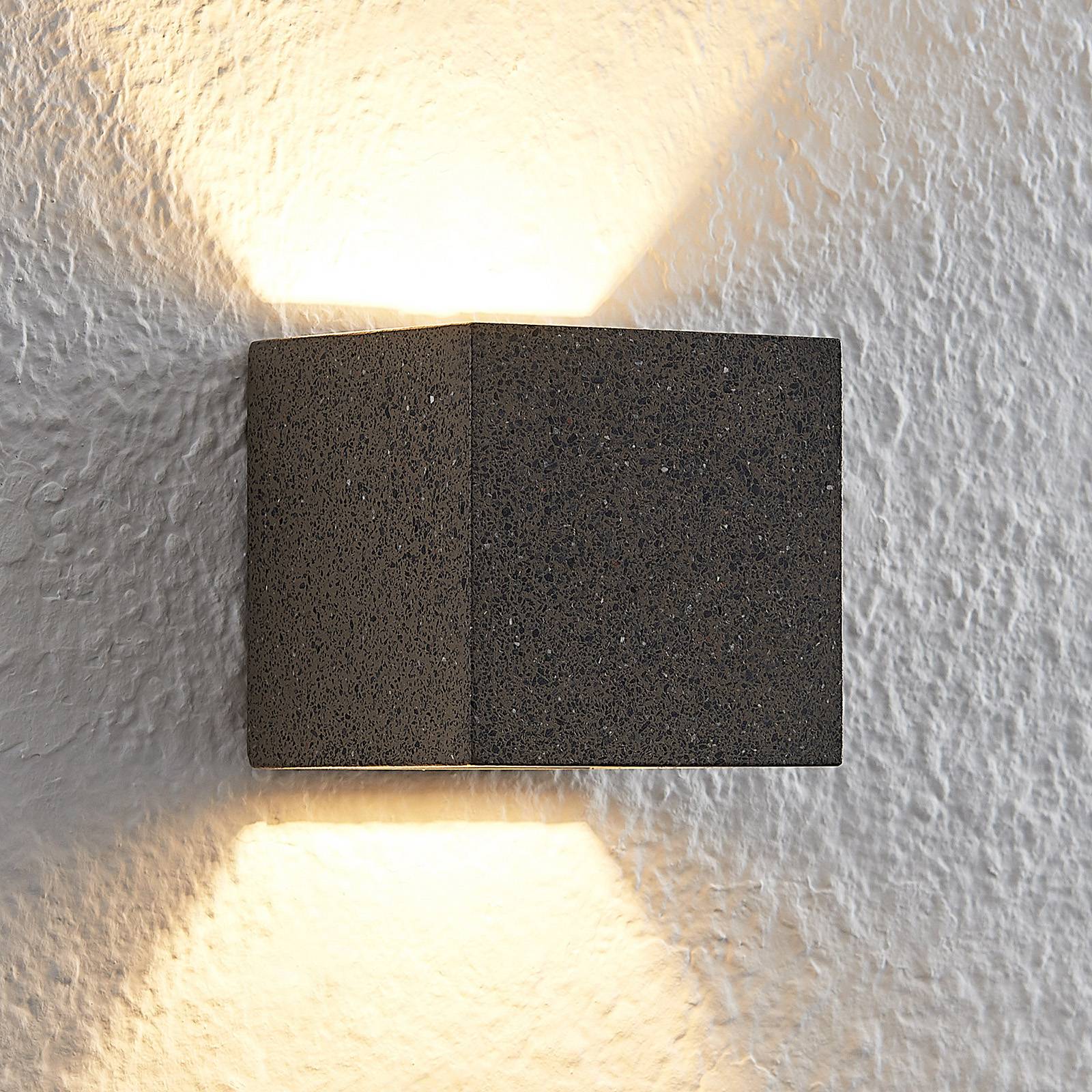 Lindby Quaso LED-Wandlampe, Beton schwarz-granit günstig online kaufen