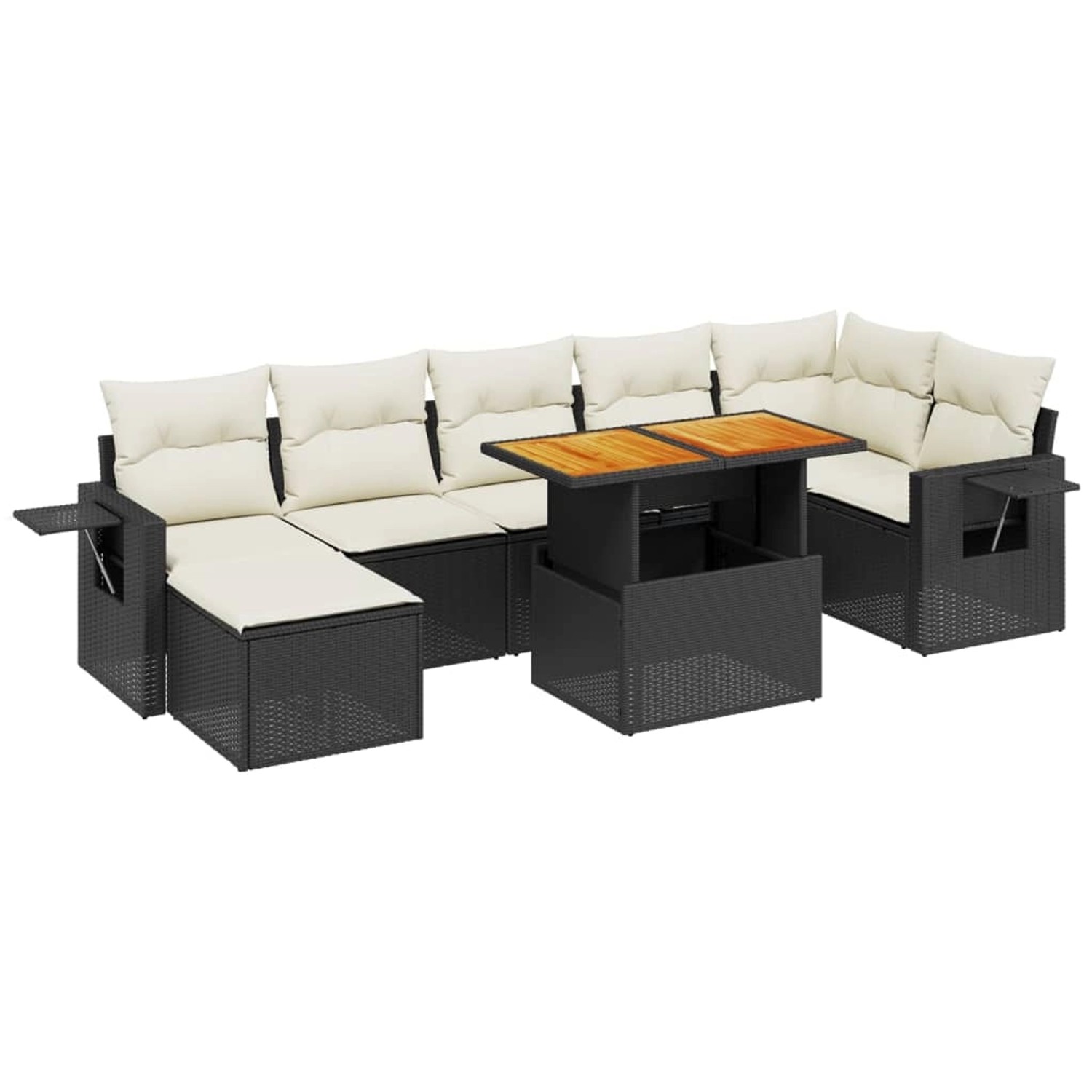 vidaXL 8-Tlg Garten-Sofagarnitur mit Kissen Schwarz Poly Rattan 3275709 günstig online kaufen
