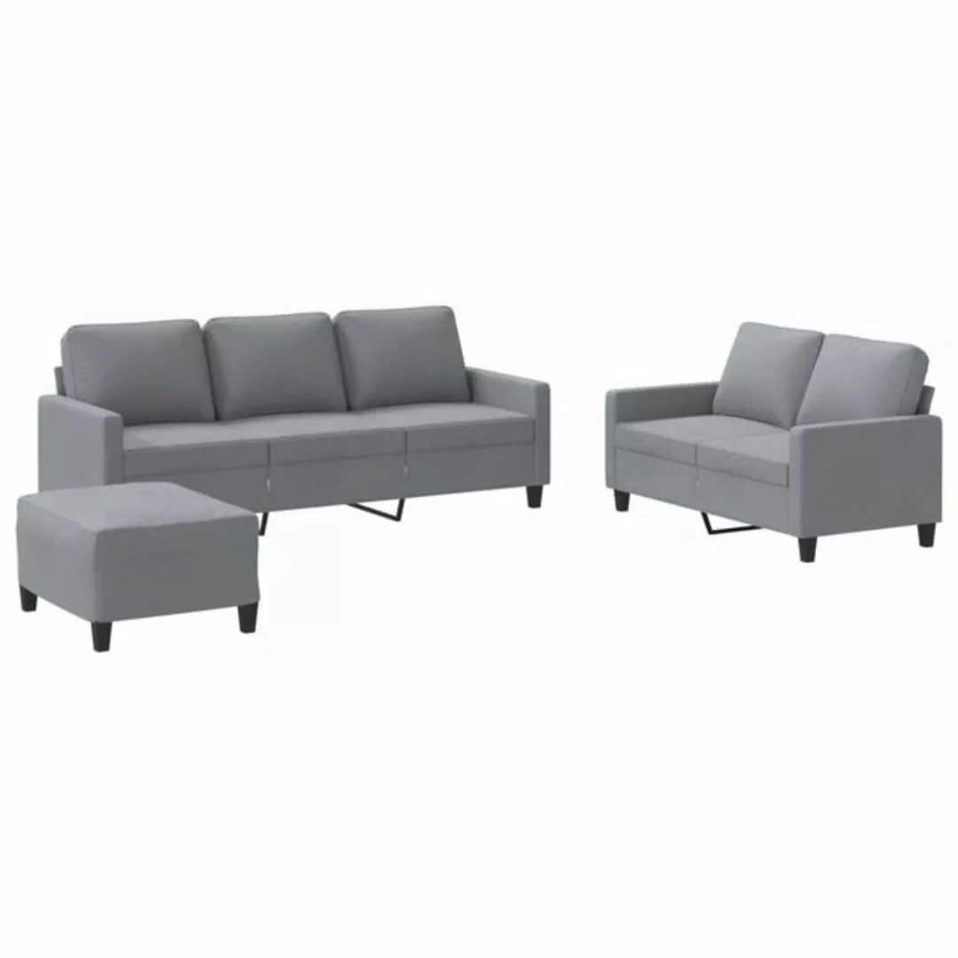 vidaXL Sofa 3-tlg. Sofagarnitur mit Kissen Hellgrau Stoff günstig online kaufen