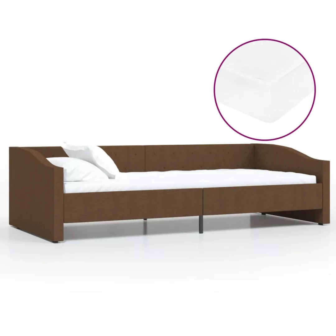 Tagesbett Mit Matratze Usb Braun Stoff 90x200 Cm günstig online kaufen