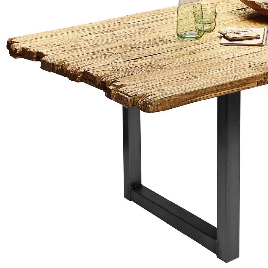 Designesstisch Platte mit Bruchkante Teak Massivholz günstig online kaufen