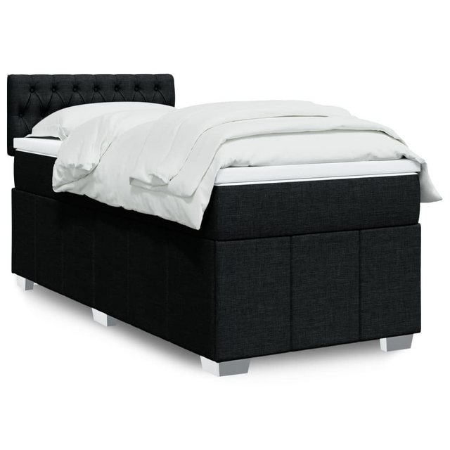 vidaXL Boxspringbett, Boxspringbett mit Matratze Schwarz 90x190 cm Stoff günstig online kaufen