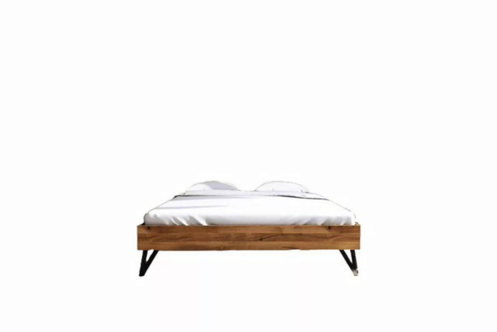 Natur24 Einzelbett Bett Rolo 3 in 80x200cm Wildeiche massiv Metallbeine ohn günstig online kaufen