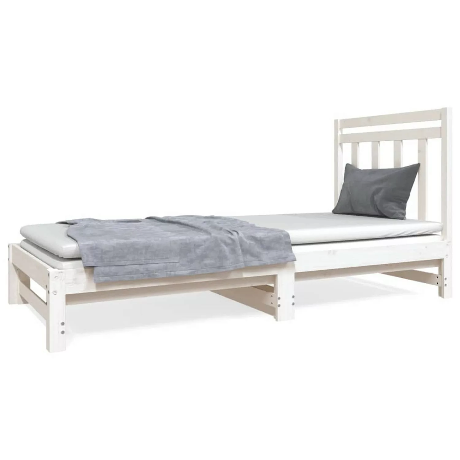 vidaXL Gästebett Gästebett Tagesbett Ausziehbar Weiß 2x90x190 cm Massivholz günstig online kaufen