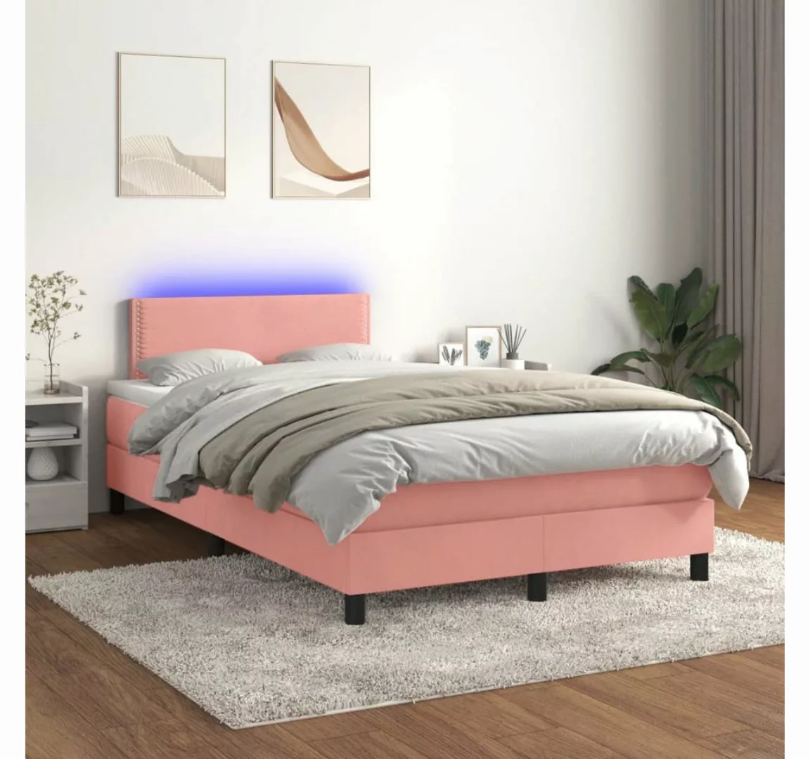 vidaXL Boxspringbett Bett Boxspringbett mit Matratze & LED Samt (120 x 200 günstig online kaufen